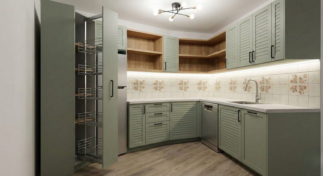 A stylish and functional semi-modular kitchen.